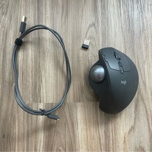 Logitech MX ERGO Wireless Trackball Mouse Model M-R0065 w/Base + Dongle ~ Tested